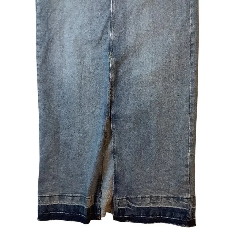 NWT Kensie The High Rise Fron Slit Long Denim Skirt Women Size 4/27